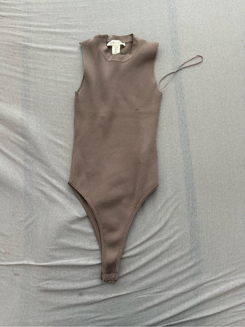 Sleeveless Ribbed Bodysuit in Taupe
